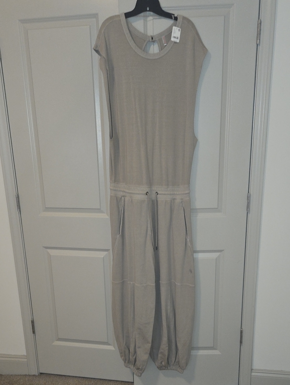 Free People Taupe Sleeveless Drawstring Jumpsuit